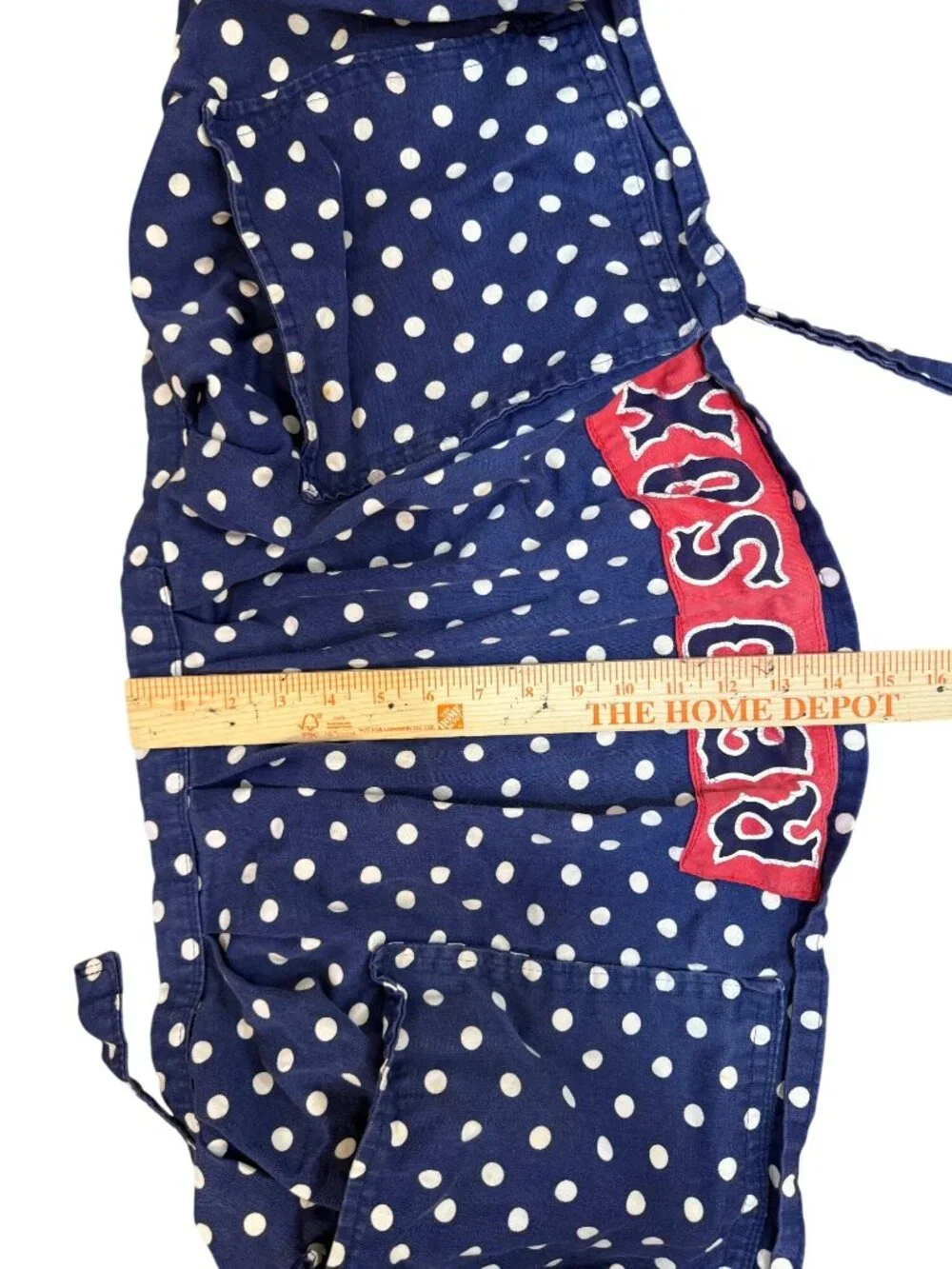 Vintage Style Boston Red Sox Polka Dot Half Apron Tradwife Reworked OOAK